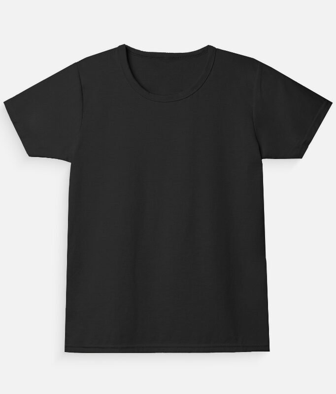 Girl's kids Neck T-Shirt - Black, 7Yrs